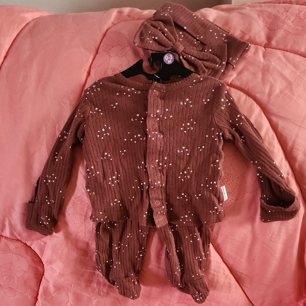 NWOT Brown Baby Outfit with Hat